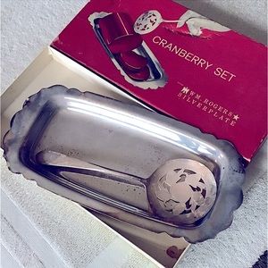 Vintage 1950s to 1960s Cranberry Set Silverplate Serving Dish